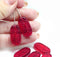 25x12mm Large oval red flat czech glass beads with ornament - 6pc
