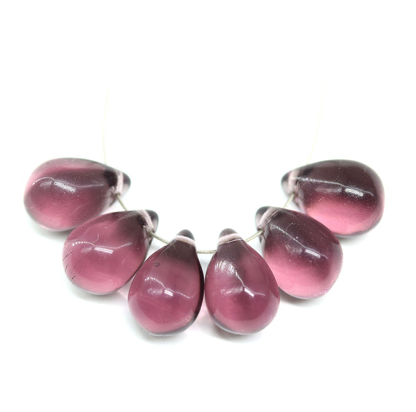 10x14mm Purple czech glass teardrops briolettes raindrop, 6pc
