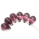10x14mm Purple czech glass teardrops briolettes raindrop, 6pc