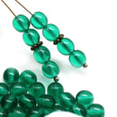 6mm Transparent teal green round druk czech glass beads, 40Pc