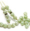 6mm Light green round melon shape czech glass beads, silver wash, 30Pc