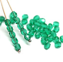 4mm Teal green czech glass fire polished beads, 50Pc