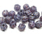 2.5mm hole Purple 8mm melon shape beads, golden wash - 20pc