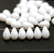 6x9mm Alabaster white teardrops, Czech Glass drop beads, 40pc