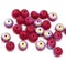 5x7mm Matte red czech glass rondelle beads, AB finish, 25pc