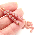 4mm Opal pink Gold wash melon shape glass beads, 50pc