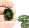 25x19mm Emerald green cross Czech glass large oval flat beads, 1Pc