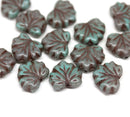 11x13mm Blue brown maple leaf beads - 15pc