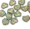 11x13mm Opal green maple leaf beads, gold wash - 15pc