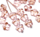 8mm Light pink with aventurine czech glass star beads, 20pc