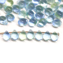5x7mm Light blue green glass drops, czech teardrop beads, 50pc