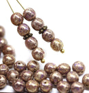 6mm Old gold purple crackle round druk czech glass beads, 40Pc