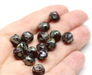 9mm Dark red picasso round chunky czech beads 15pc