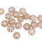 9mm Pale opal pink Czech glass daisy flower beads golden inlays 20pc