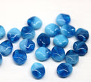 9x8mm Mixed blue flat oval wavy czech glass beads, 20Pc