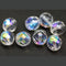 12mm Crystal clear Czech Glass round fire polished beads AB finish, 8Pc