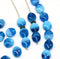 9x8mm Mixed blue flat oval wavy czech glass beads, 20Pc