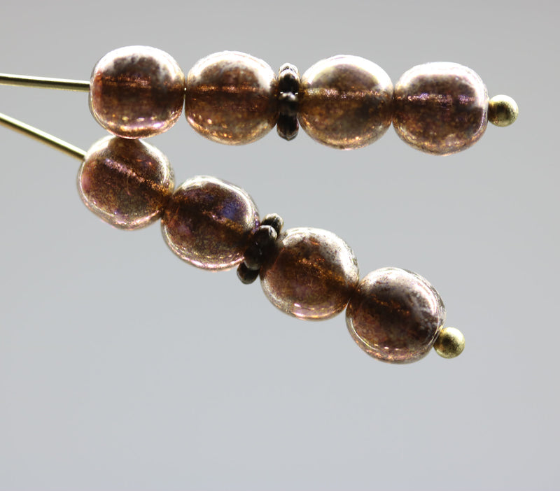6mm Old patina purple crackle round druk czech glass beads, 40Pc
