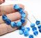 9x8mm Mixed blue flat oval wavy czech glass beads, 20Pc