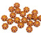 9mm Dark orange Czech glass daisy flower beads purple inlays 20pc