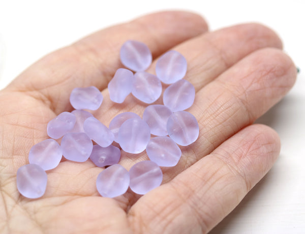 9x8mm Lilac lavender flat oval wavy czech glass beads, 20Pc