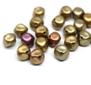 9mm Metallic gold round chunky czech beads mix 20pc