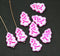 White pink Christmas tree beads Czech glass 8pc