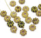 9mm Beige brown Czech glass daisy flower beads yellow inlays 20pc