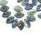 12x7mm Mixed blue gray leaf beads Czech glass, 30Pc