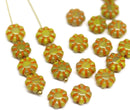 9mm Yellow orange Czech glass daisy flower beads 20pc