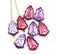 Purple pink Christmas tree beads Czech glass 8pc