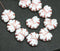 11x13mm White opaque maple leaf beads, copper wash, Czech glass, 15pc