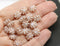 9mm Opal white Czech glass daisy flower beads copper inlays, 20pc