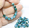 1.5mm hole Blue green copper stripes 6mm melon shape beads - 30pc