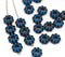 9mm Dark brown Czech glass daisy flower beads blue inlays 20pc
