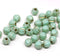 1.5mm hole Mint green golden stripes 6mm melon shape beads - 30pc
