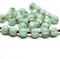 1.5mm hole Mint green golden stripes 6mm melon shape beads - 30pc
