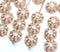 9mm Opal white Czech glass daisy flower beads copper inlays, 20pc