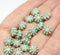 9mm Mint green Czech glass daisy flower beads, copper inlays 20pc