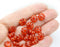 9mm Dark orange Czech glass daisy flower beads copper inlays, 20pc
