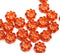 9mm Dark orange Czech glass daisy flower beads copper inlays, 20pc