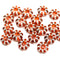 9mm Dark orange Czech glass daisy flower beads silver inlays, 20pc