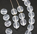 9x8mm Frosted clear flat oval wavy czech glass beads, 20Pc