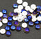 6mm White czech glass rondelle spacer beads, Dark blue luster, 50pc