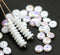 6mm White czech glass rondelle spacer beads, AB finsih, 50pc