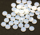 6mm Opal white czech glass rondelle spacer beads, 50pc