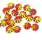 9mm Red yellow Czech glass daisy flower beads brown inlays 20pc