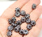 9mm Dark red brown Czech glass daisy flower beads silver wash 20pc