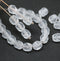 6mm Frosted clear fire polished round czech glass beads, 30Pc