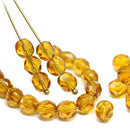 6mm Topaz fire polished round czech glass beads, 30Pc